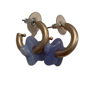 Blue Flower Hoop Earrings